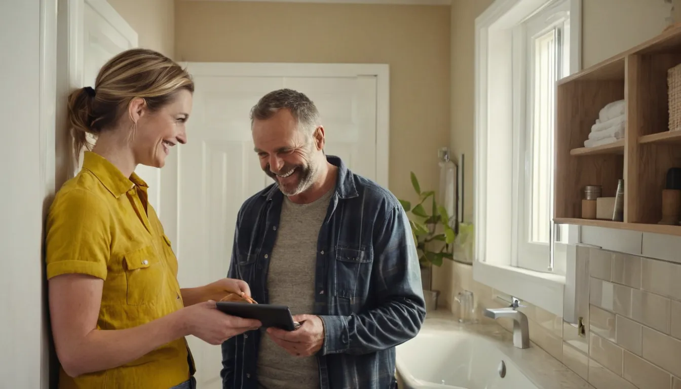 Provider reviewing bathroom plans with a homeowner in the Gloucester area